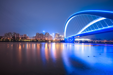 广西南宁大桥城市风光建筑夜景