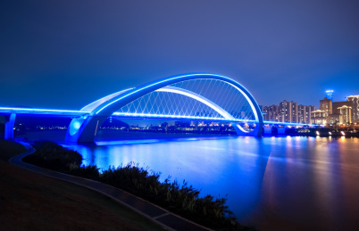 广西南宁大桥城市风光建筑夜景