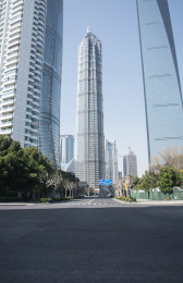 中国上海陆家嘴金融建筑地标金茂大厦外部景