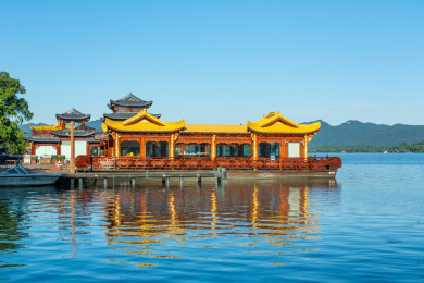 中国浙江杭州西湖游船码头 