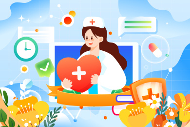 美丽白衣天使庆祝国际护士节医疗爱心插画