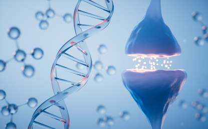 DNA与神经元细胞突触3D渲染