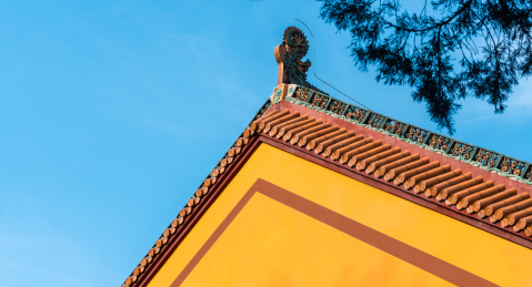 中国古建筑寺庙局部墙面细节