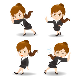 卡通风用力推某物的商人 人物插图素材