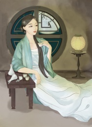独自饮酒的女人