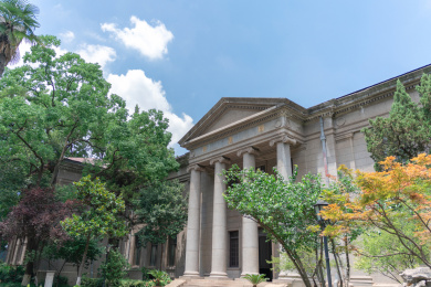 蓝天下绿树成荫的东南大学四牌楼校区