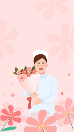 国际护士节抱着花束的护士