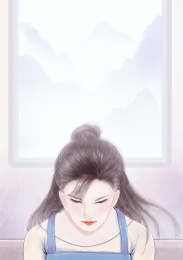 低头思考的女孩