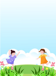 六一儿童节在草地上玩耍的小朋友们矢量插画