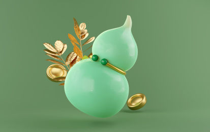 传统吉祥如意金项圈绿色玉葫芦与金叶子组合