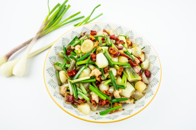 一碟湖南家常小炒荞头炒肉