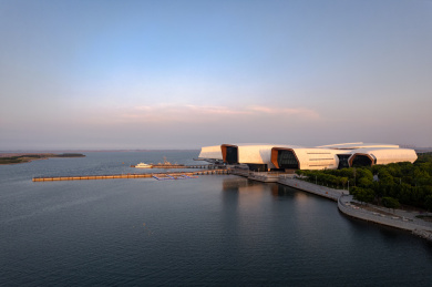 天津国家海洋博物馆建筑风景及自然风光航拍