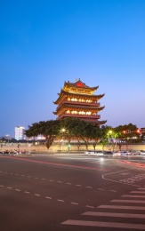 广西南宁三街两巷畅游阁城市风光建筑夜景