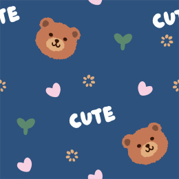 可爱卡通手绘小棕熊儿童无缝矢量图案背景