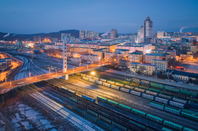 黑龙江绥芬河百年中东铁路火车站航拍风光