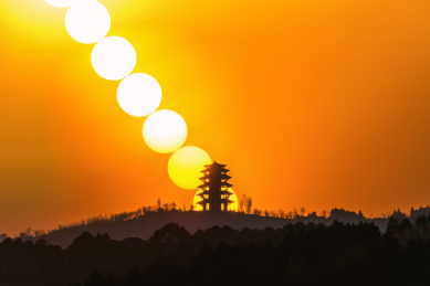 成都东部新区丹景阁悬日