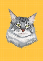 缅因猫头像插画