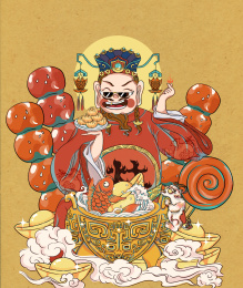 拿着糖葫芦笑哈哈的神仙灶神