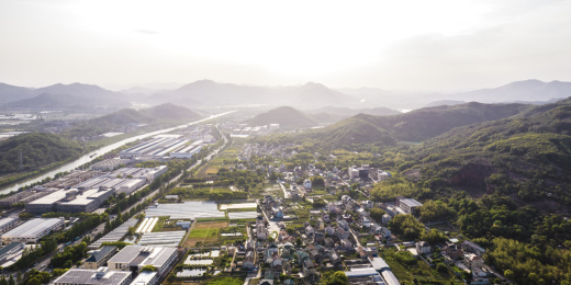 绍兴市上虞区丰惠镇航拍风光