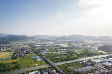 绍兴市上虞区丰惠镇航拍风光