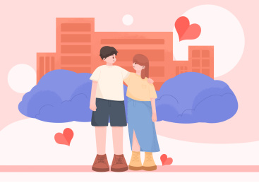 七夕情侣插画