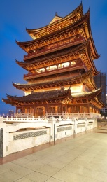 广西南宁民生广场畅游阁城市风光建筑夜景