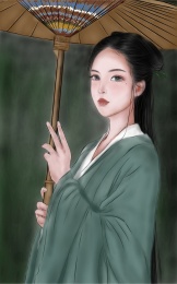 古风美女打伞的少女清冷风