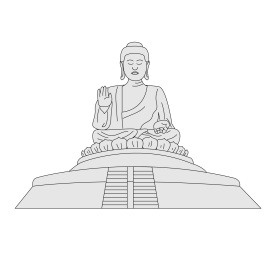 香港周年庆中国风复古天坛大佛地标旅游建筑