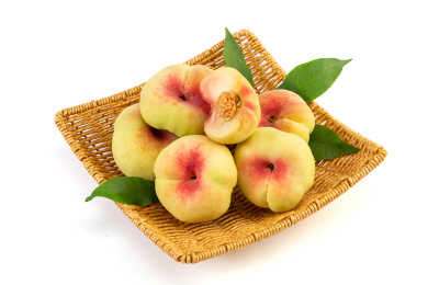 白色背景上的黄蟠桃