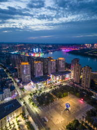 重庆市合川区城市夜景航拍