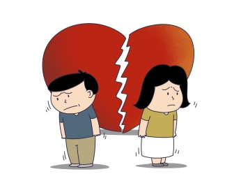 插画-分手离婚的情侣