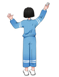 穿校服的学生教室打扫卫生教育主题手绘插画