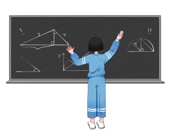 穿校服的学生教室打扫卫生教育主题手绘插画