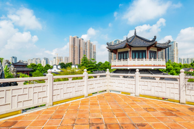 广州市花都湖国家湿地公园岭南园月影通楼