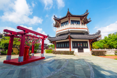 广州市花都湖国家湿地公园岭南园月影通楼