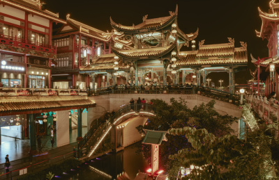 四川眉山苏东坡印象水街商业景点