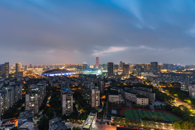 江苏省常州市传媒大厦、奥体中心夜景