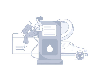 为汽车加油获得优惠的人物矢量互联网运营手