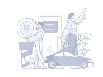 为汽车加油获得优惠的人物矢量互联网运营手