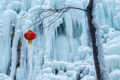 山东济南九如山雪景