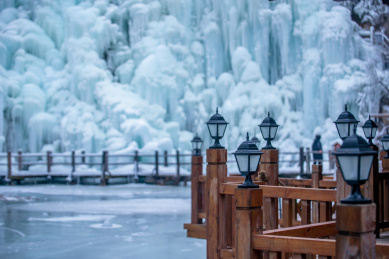 山东济南九如山雪景