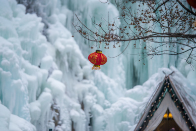 山东济南九如山雪景