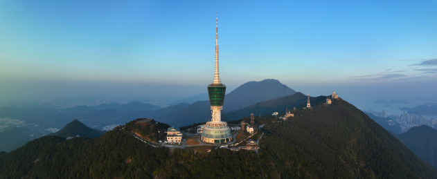 广东省深圳市罗湖区梧桐山电视塔航拍