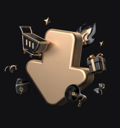 高级灰黑金降价箭头品牌促销活动元素堆3D