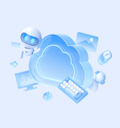 科技蓝白数据云计算人工智能元素堆3D