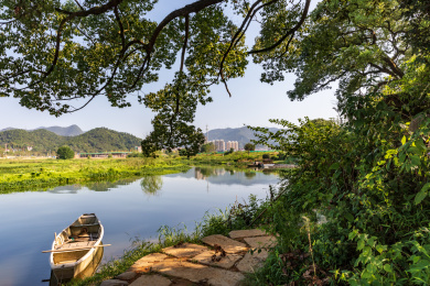 杭州建德之江下涯湿地公园渔船
