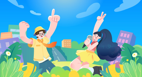 年轻人们在夏日的户外玩耍