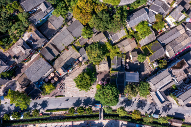 广东深圳甘坑客家小镇航拍