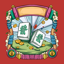 国潮麻将抱枕插画