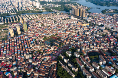 航拍湖南岳阳市城市景观